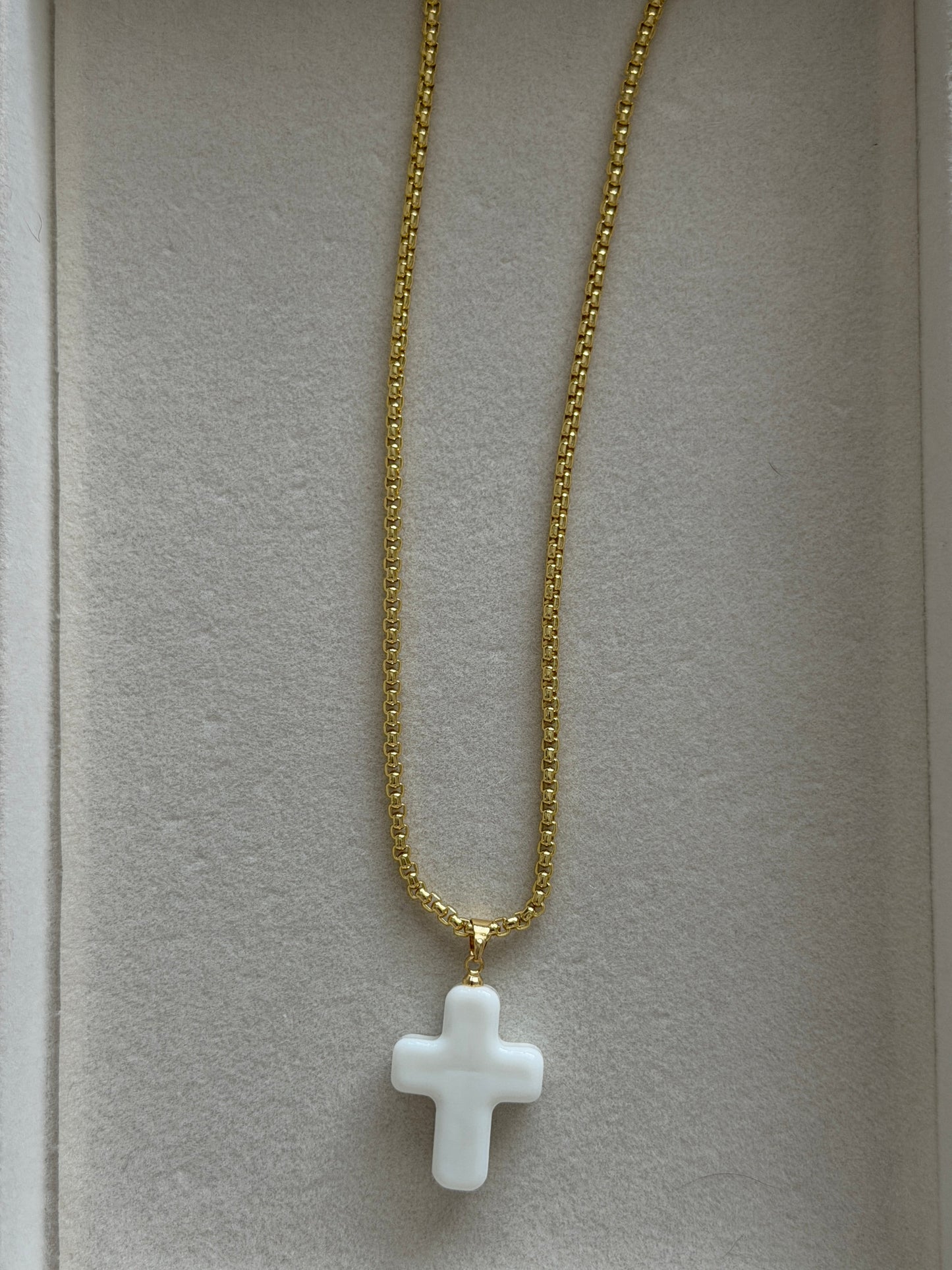 White Cross Necklace