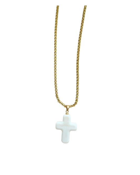 White Cross Necklace